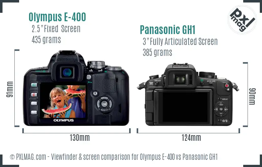 Olympus E-400 vs Panasonic GH1 Screen and Viewfinder comparison