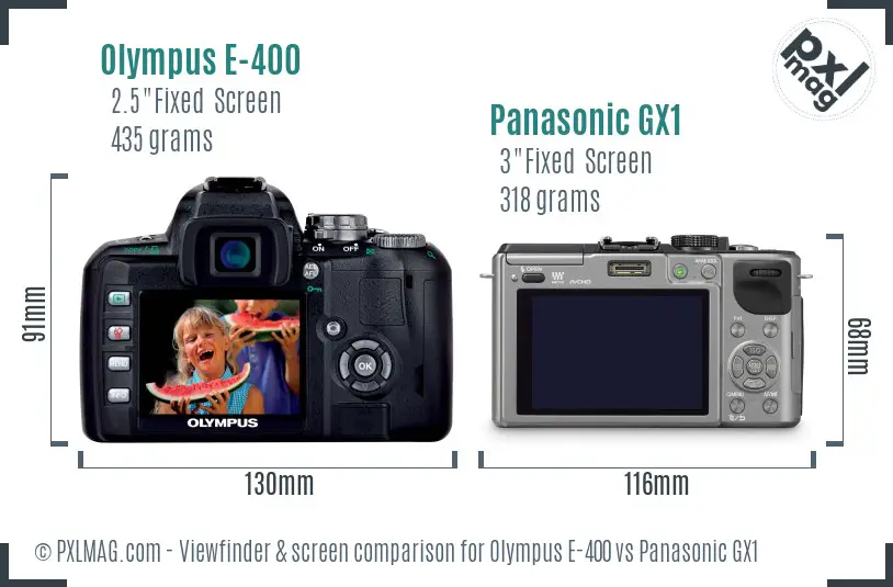 Olympus E-400 vs Panasonic GX1 Screen and Viewfinder comparison