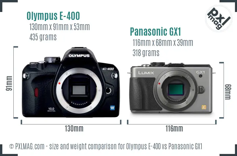 Olympus E-400 vs Panasonic GX1 size comparison