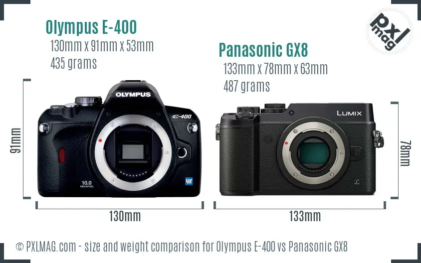 Olympus E-400 vs Panasonic GX8 size comparison