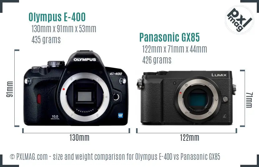 Olympus E-400 vs Panasonic GX85 size comparison Olympus E-400 vs Panasonic GX85 size comparison