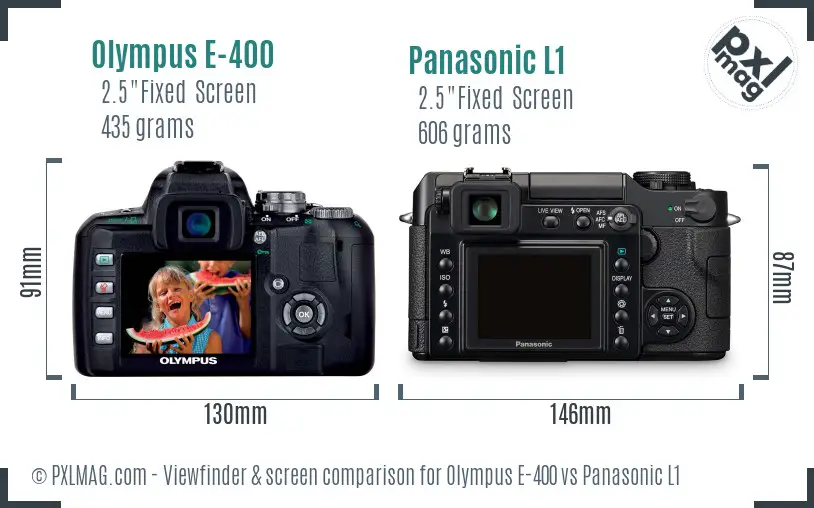 Olympus E-400 vs Panasonic L1 Screen and Viewfinder comparison