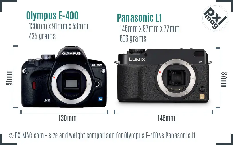 Olympus E-400 vs Panasonic L1 size comparison