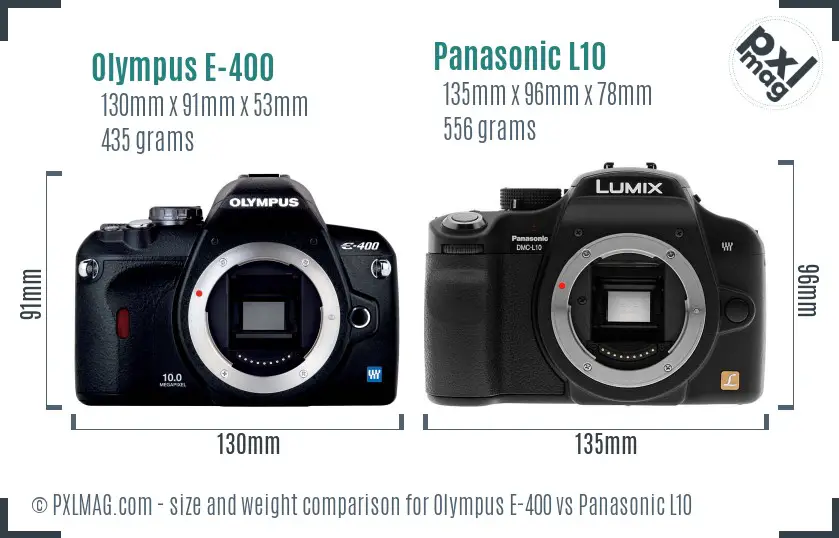 Olympus E-400 vs Panasonic L10 size comparison Olympus E-400 vs Panasonic L10 size comparison