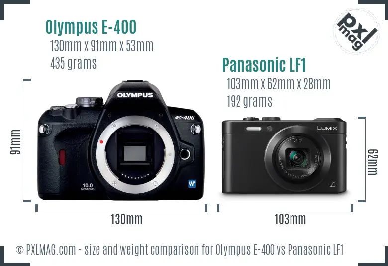 Olympus E-400 vs Panasonic LF1 size comparison