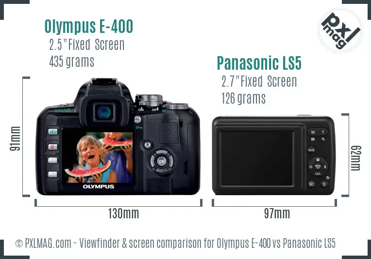 Olympus E-400 vs Panasonic LS5 Screen and Viewfinder comparison