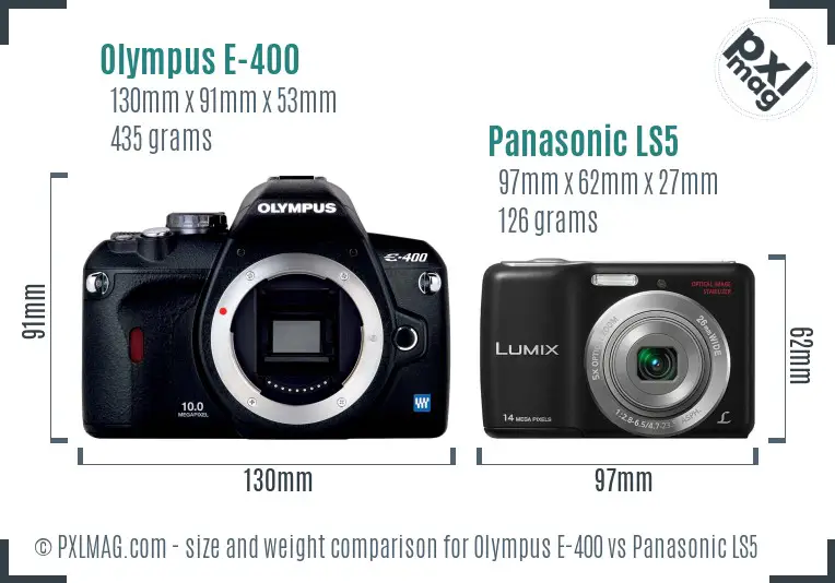 Olympus E-400 vs Panasonic LS5 size comparison