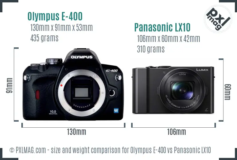 Olympus E-400 vs Panasonic LX10 size comparison