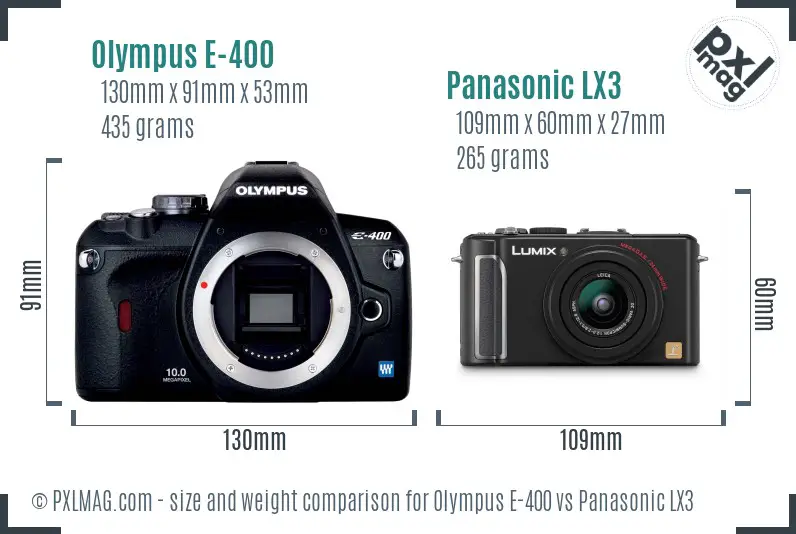Olympus E-400 vs Panasonic LX3 size comparison