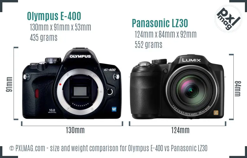 Olympus E-400 vs Panasonic LZ30 size comparison