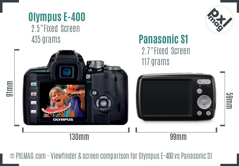 Olympus E-400 vs Panasonic S1 Screen and Viewfinder comparison