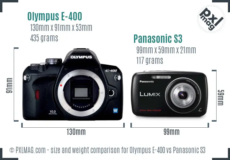 Olympus E-400 vs Panasonic S3 size comparison