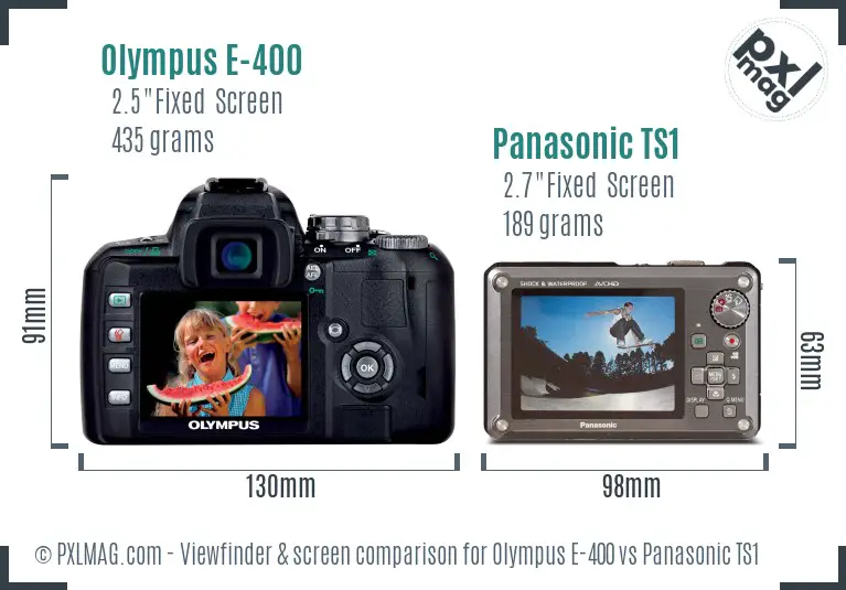 Olympus E-400 vs Panasonic TS1 Screen and Viewfinder comparison