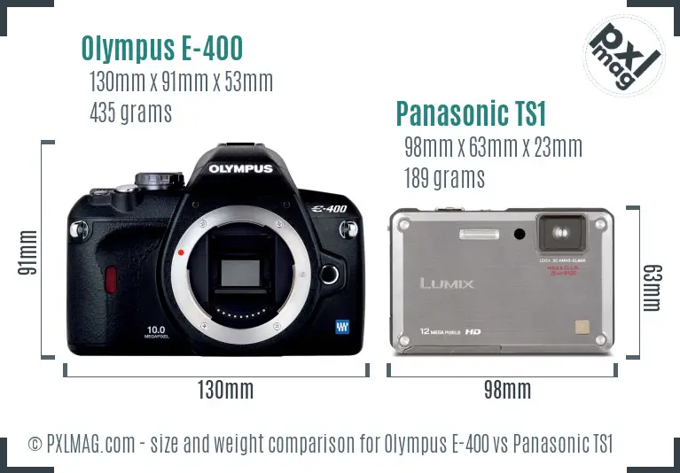 Olympus E-400 vs Panasonic TS1 size comparison