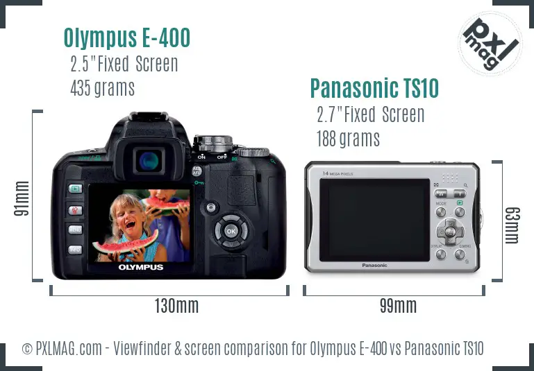 Olympus E-400 vs Panasonic TS10 Screen and Viewfinder comparison