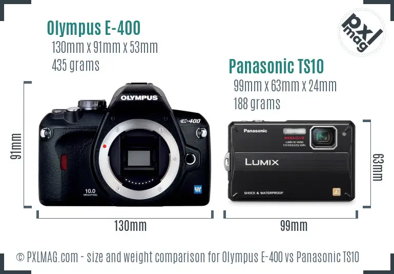 Olympus E-400 vs Panasonic TS10 size comparison