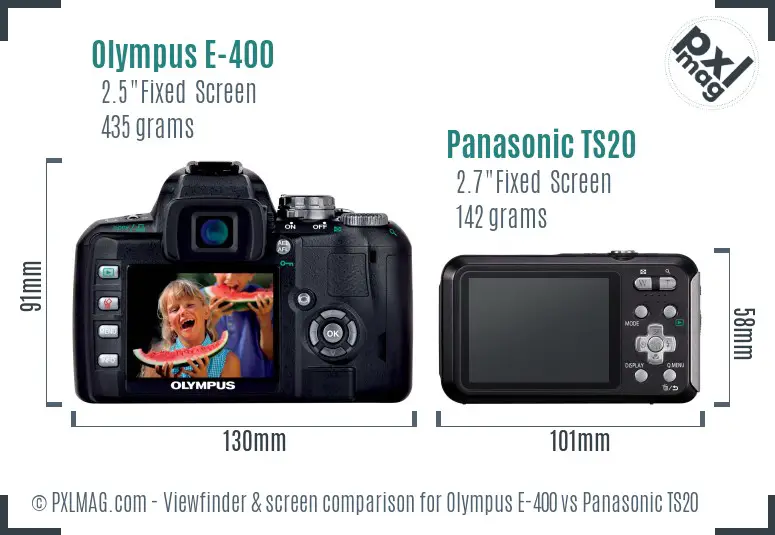 Olympus E-400 vs Panasonic TS20 Screen and Viewfinder comparison