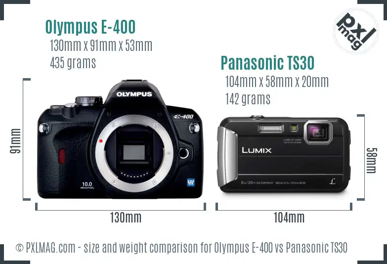 Olympus E-400 vs Panasonic TS30 size comparison