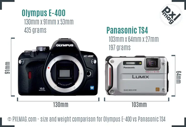 Olympus E-400 vs Panasonic TS4 size comparison