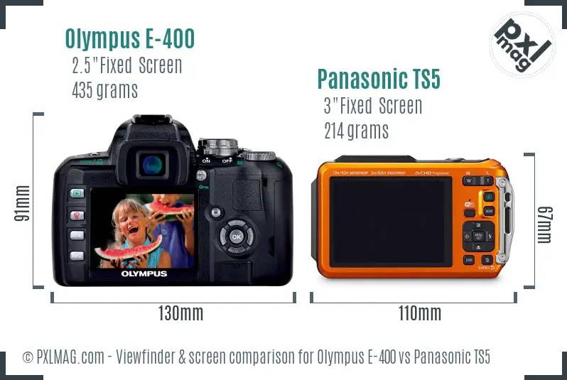 Olympus E-400 vs Panasonic TS5 Screen and Viewfinder comparison