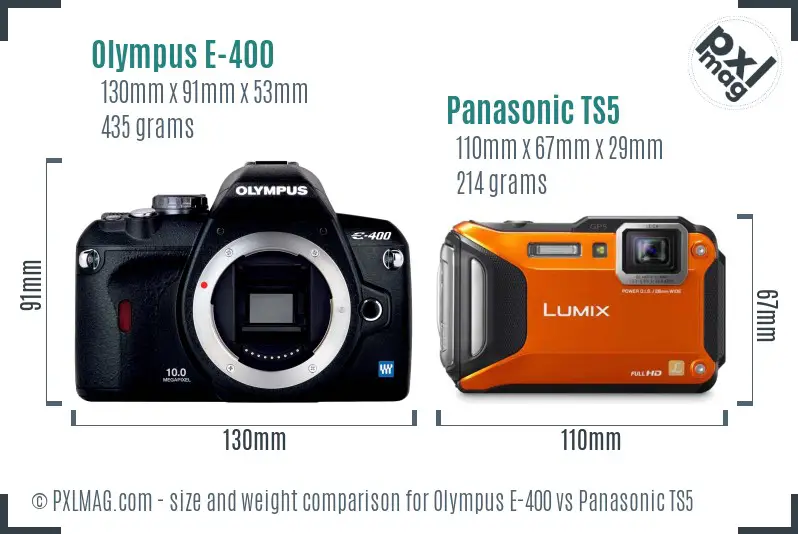 Olympus E-400 vs Panasonic TS5 size comparison