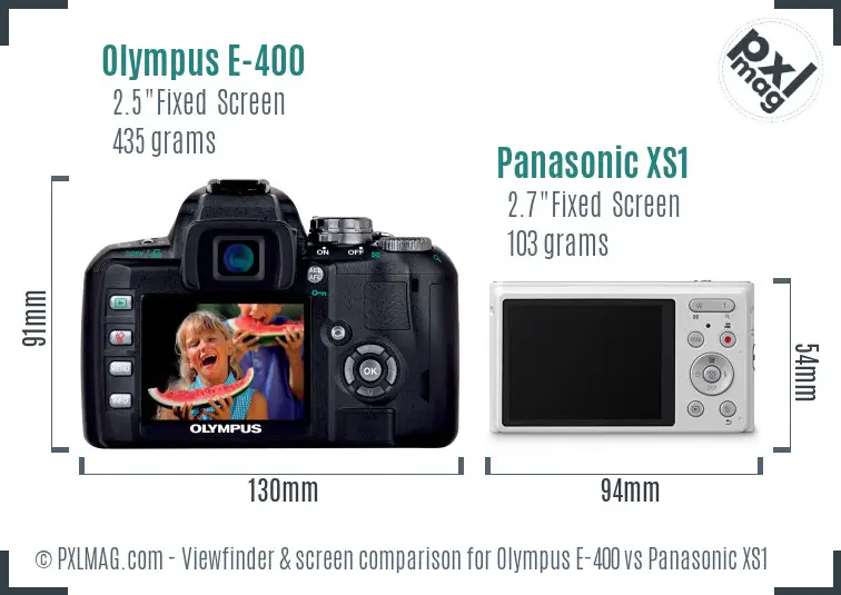 Olympus E-400 vs Panasonic XS1 Screen and Viewfinder comparison