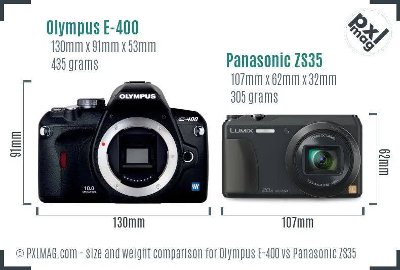 Olympus E-400 vs Panasonic ZS35 size comparison