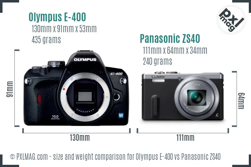 Olympus E-400 vs Panasonic ZS40 size comparison