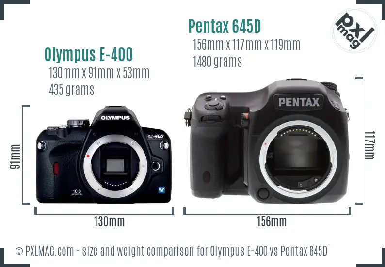 Olympus E-400 vs Pentax 645D size comparison