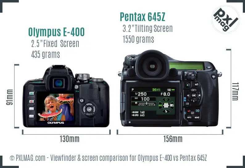 Olympus E-400 vs Pentax 645Z Screen and Viewfinder comparison