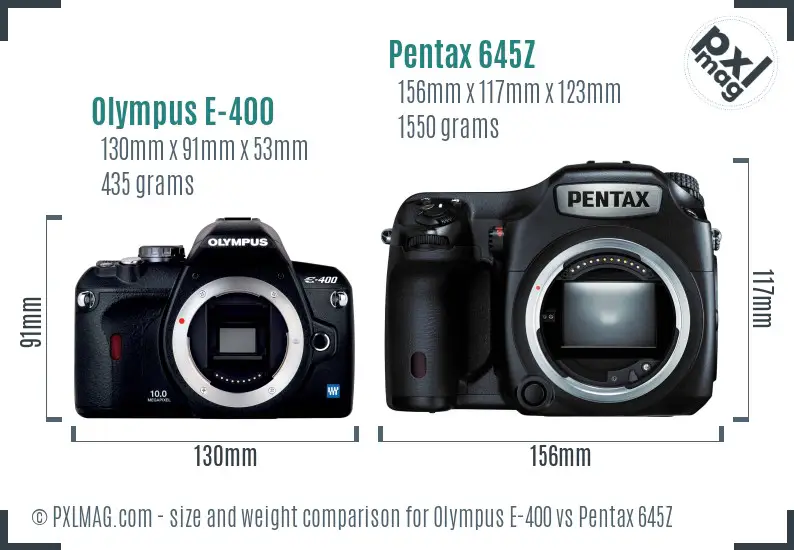 Olympus E-400 vs Pentax 645Z size comparison