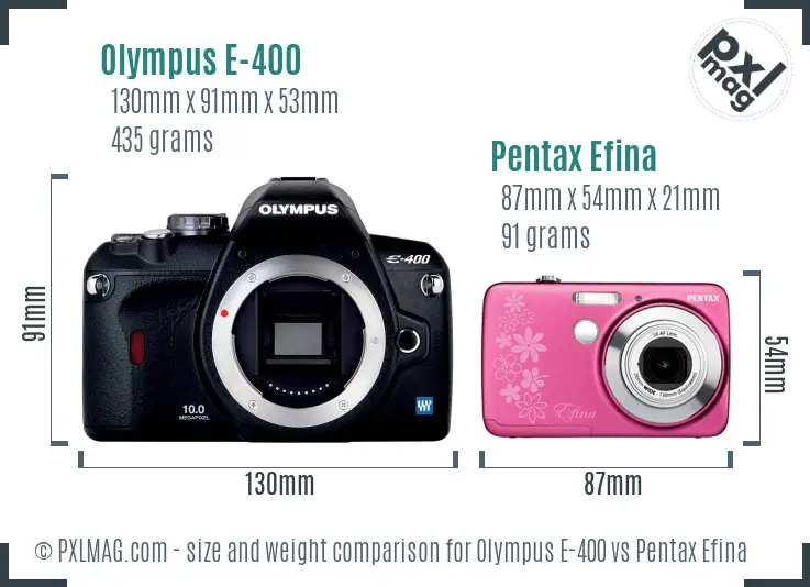 Olympus E-400 vs Pentax Efina size comparison