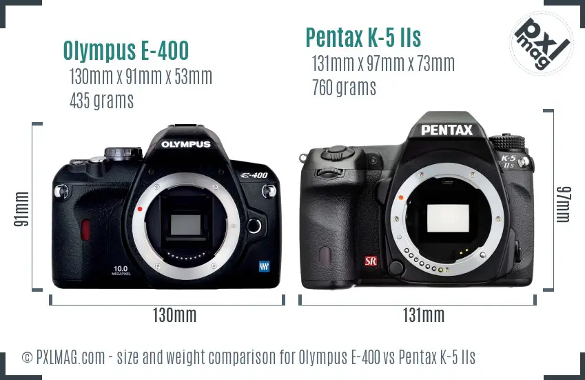 Olympus E-400 vs Pentax K-5 IIs size comparison