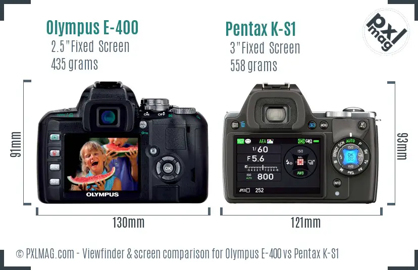 Olympus E-400 vs Pentax K-S1 Screen and Viewfinder comparison