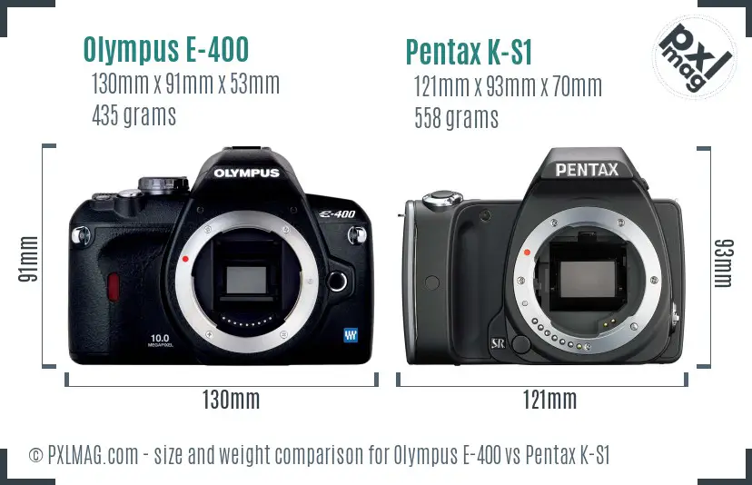 Olympus E-400 vs Pentax K-S1 size comparison