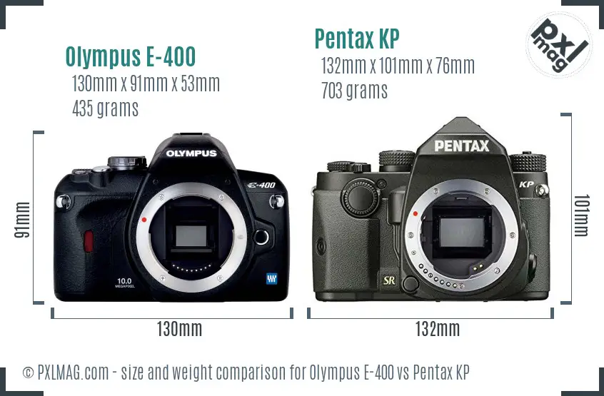Olympus E-400 vs Pentax KP size comparison