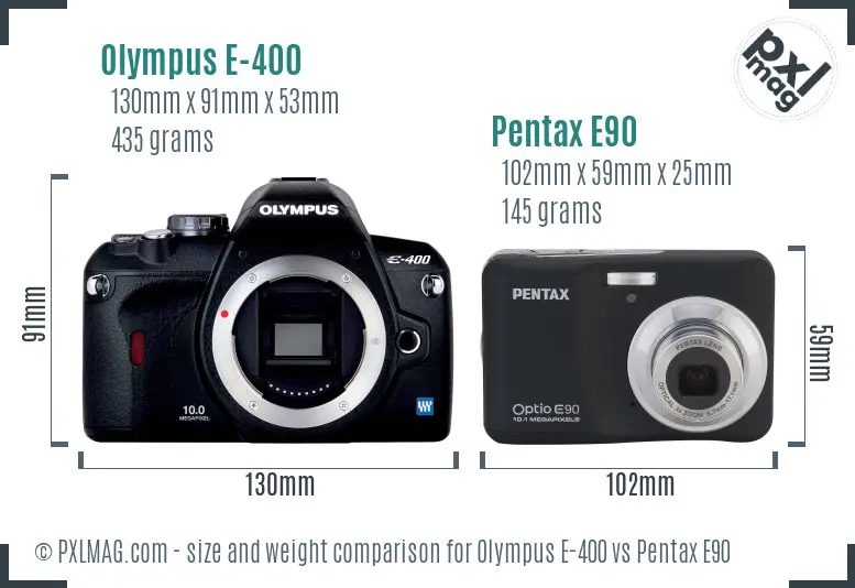 Olympus E-400 vs Pentax E90 size comparison