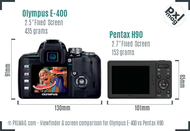 Olympus E-400 vs Pentax H90 Screen and Viewfinder comparison