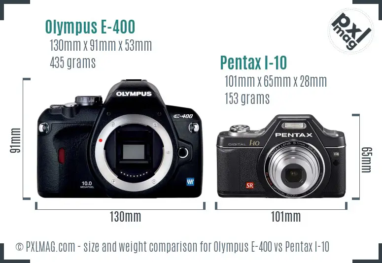 Olympus E-400 vs Pentax I-10 size comparison