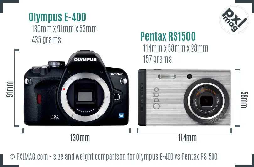 Olympus E-400 vs Pentax RS1500 size comparison