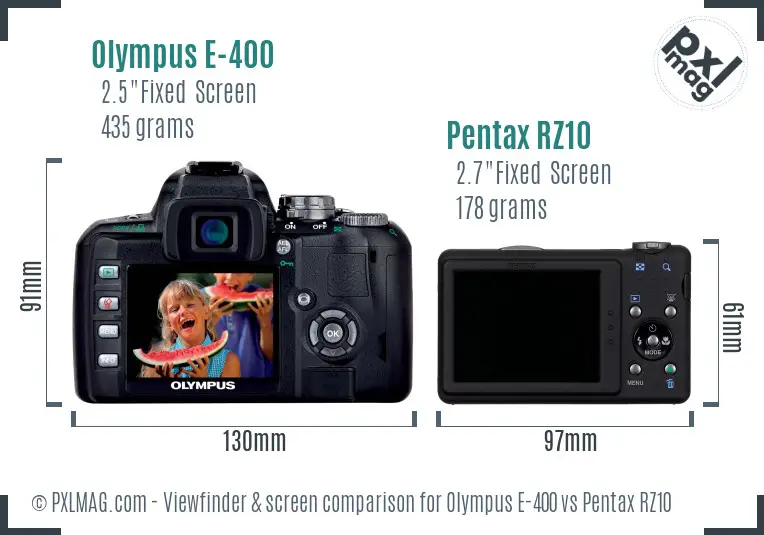 Olympus E-400 vs Pentax RZ10 Screen and Viewfinder comparison