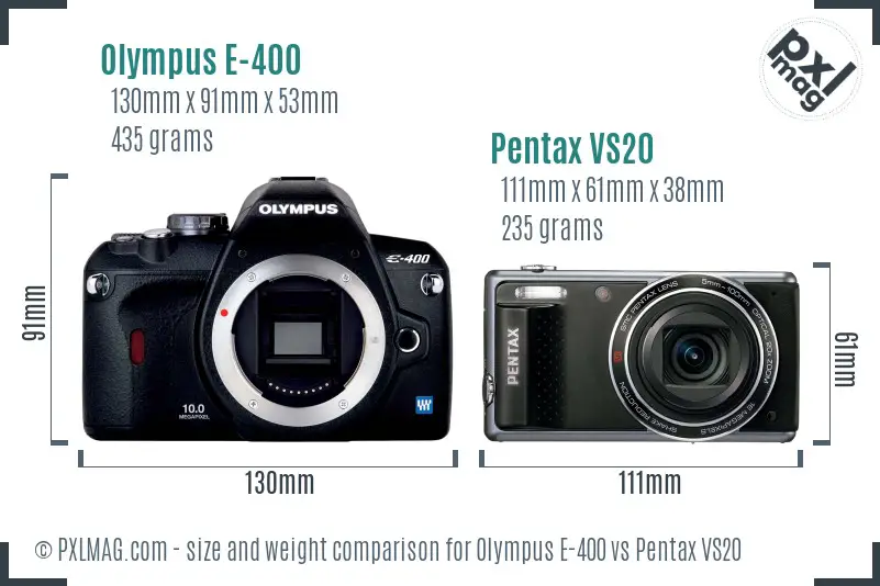 Olympus E-400 vs Pentax VS20 size comparison