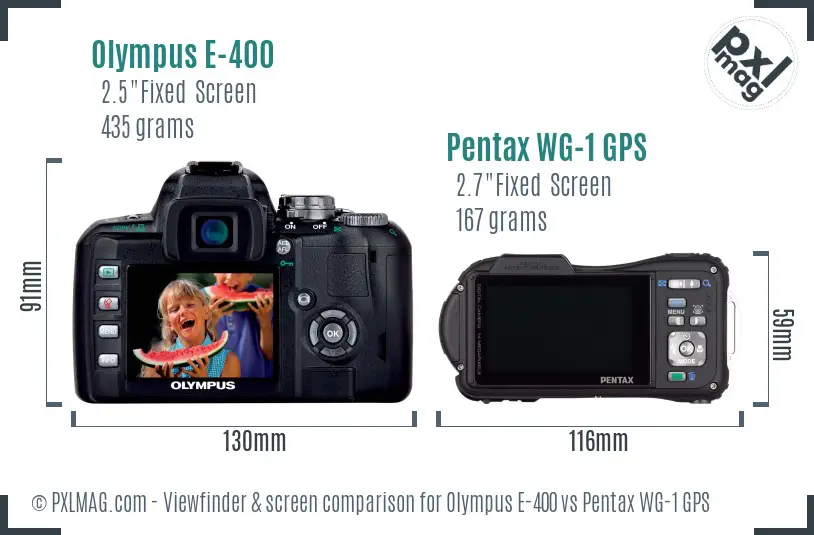 Olympus E-400 vs Pentax WG-1 GPS Screen and Viewfinder comparison
