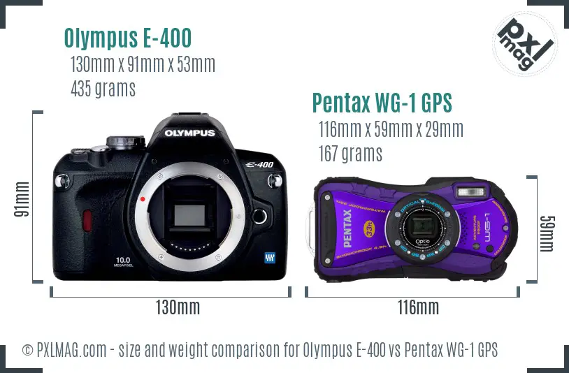 Olympus E-400 vs Pentax WG-1 GPS size comparison