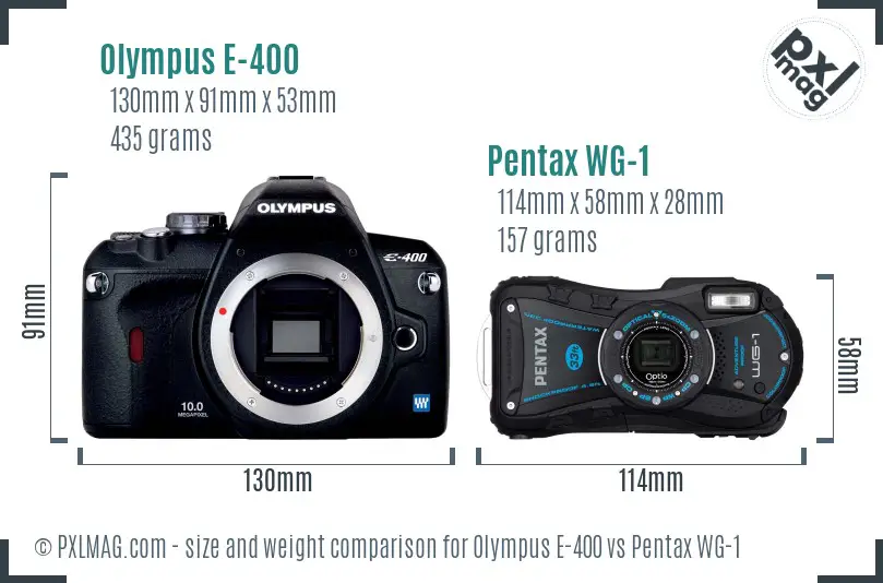 Olympus E-400 vs Pentax WG-1 size comparison