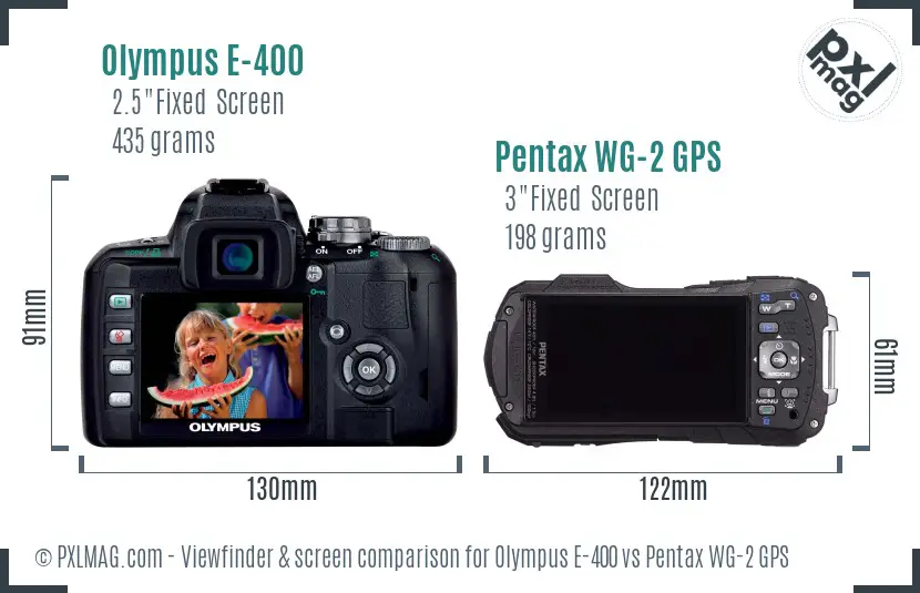 Olympus E-400 vs Pentax WG-2 GPS Screen and Viewfinder comparison