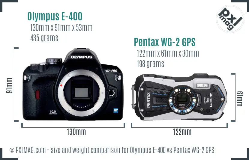 Olympus E-400 vs Pentax WG-2 GPS size comparison