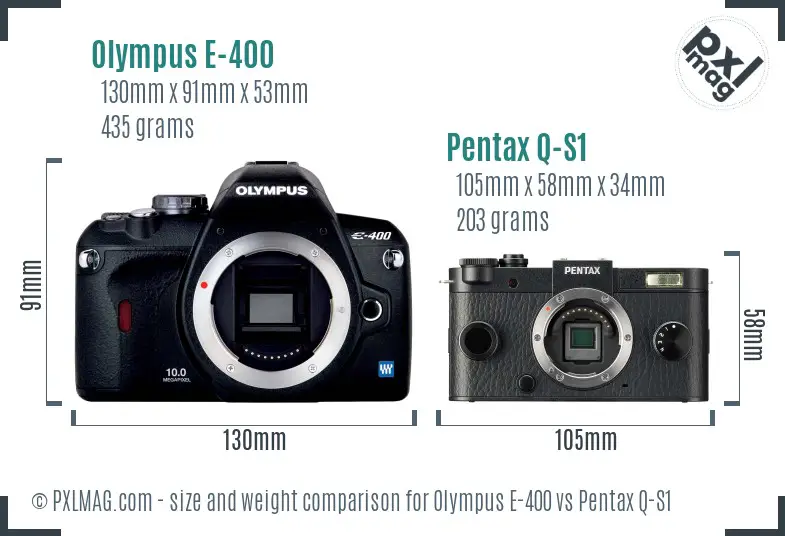 Olympus E-400 vs Pentax Q-S1 size comparison