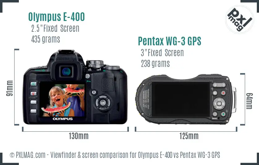 Olympus E-400 vs Pentax WG-3 GPS Screen and Viewfinder comparison