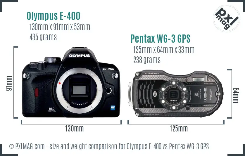 Olympus E-400 vs Pentax WG-3 GPS size comparison